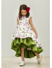 Olive Green Print High Low Flower Girl Dress